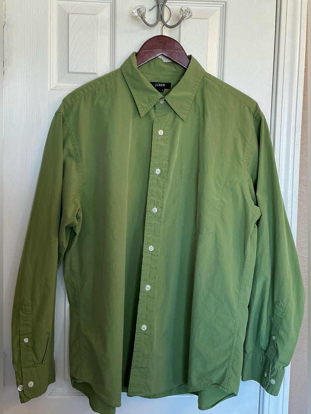 J. Crew Men's Vibrant Green Long-Sleeve Button-Up Shirt W/Pocket Size Large